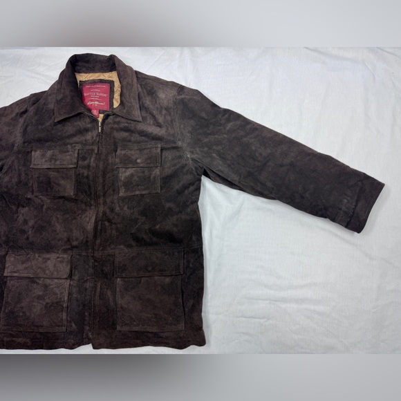 Eddie Bauer + Seattle Suede Edition Jacket Gold Quilt Insulation Washable Zip XL - Picture 4 of 16